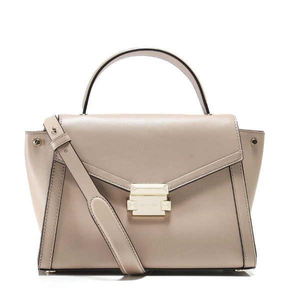Michael Kors MK Whitney Large Leather Satchel Shoulder Bag Tote Purse Soft Pink